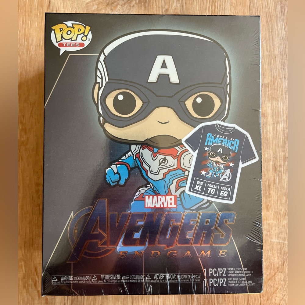 Marvel Avengers Endgame Captain America Pop! Tee - Black & Blue